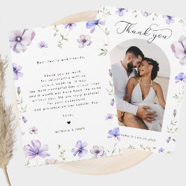 Lila Lavender Violet Blommigt & Arch Photo Bröllop Tack Kort