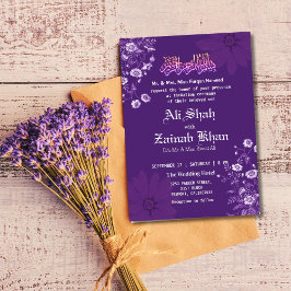 Lila Lavender Walima Islamic Bröllop Lavender Inbjudningar