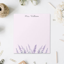 Lila Lavender Watercolor Blommigt Anteckningsblock