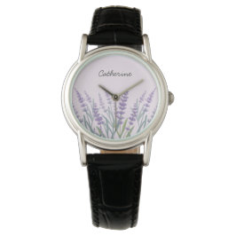 Lila Lavender Watercolor Blommigt Armbandsur