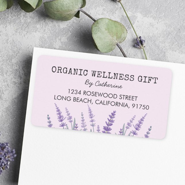 Lila Lavender Watercolor Blommigt Returadress Adressetikett (In situ envelope)