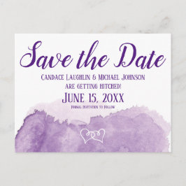 Lila Lavender Watercolor Bröllop spara datum Vykort