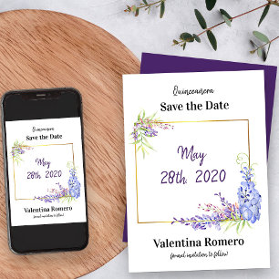 Lila Lavender Watercolor Wisteria Blommigt Spara Datumet