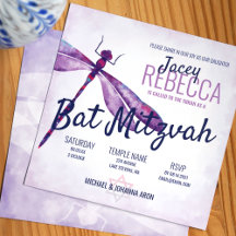 Lila, Lavender Whimsical Dragonfly Bat mitzvah