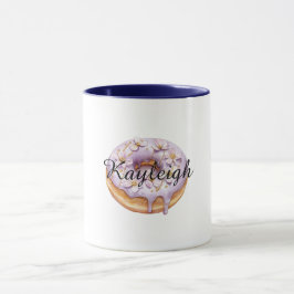 Lila Lavender White Blommigt Donut Mugg