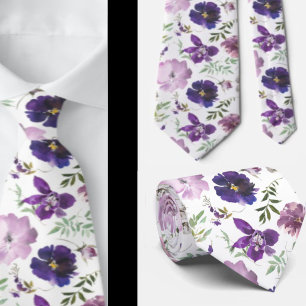 Lila Lavender White Blommigt Watercolor Flowers Slips