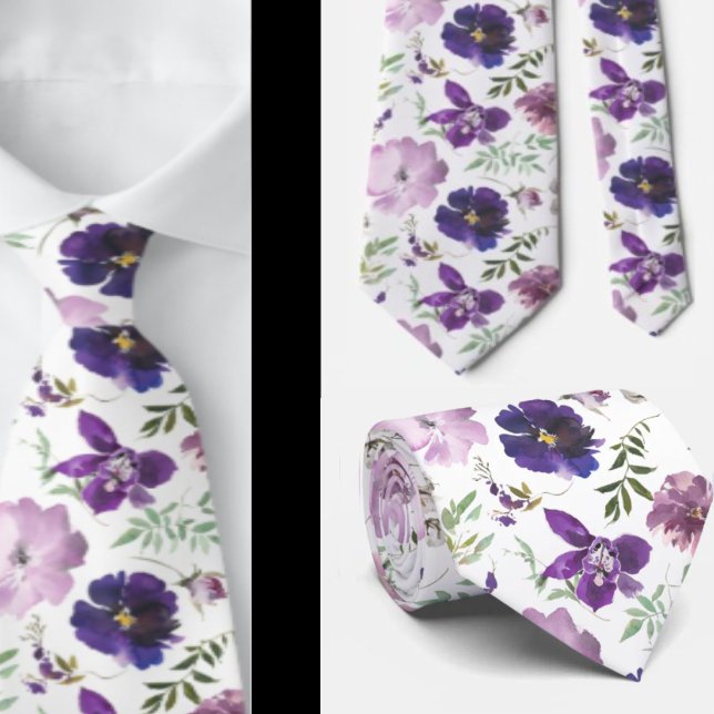 Lila Lavender White Blommigt Watercolor Flowers Slips (Skapare uppladdad)