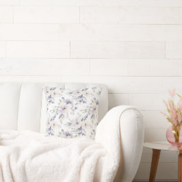 Lila Lavender White Flowers Kudde