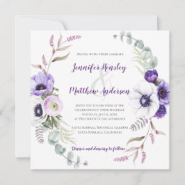 Lila Lavender White Watercolor Blommigt Square | Inbjudningar