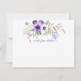 Lila Lavender White Watercolor Flowers Greenery Anteckningskort
