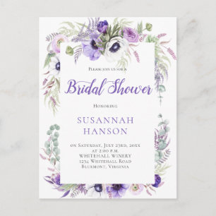 Lila Lavender White Watercolor Möhippa Vykort