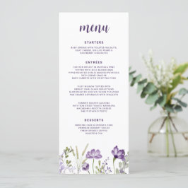 Lila & Lavender Wildblomma Blommigt Bröllop Meny
