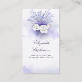 Lila Lavenders Elegant Blommigt Watercolor Visitkort
