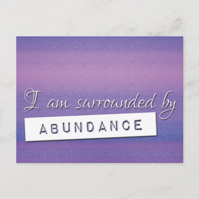 Lila Law of Attraktion Abundance Affirmation Vykort (Framsida)