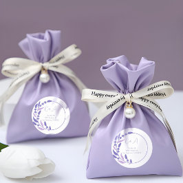 Lila Leafy Circle Initialer Runt Klistermärke