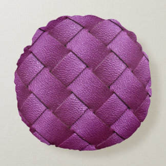 Lila Leather, Woven Struktur Background. Rund Kudde