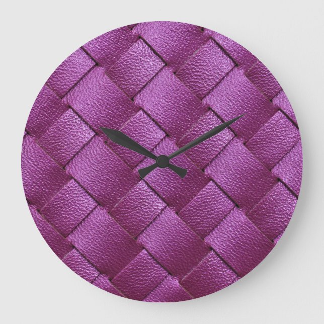 Lila Leather, Woven Struktur Background. Stor Klocka (Framsida)