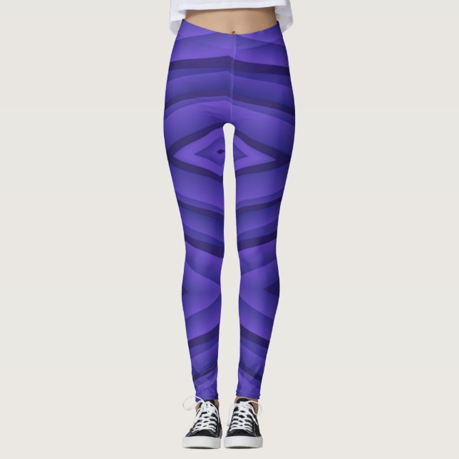 Lila leggings med ett geometriskt randigt mönster  (Framsida)