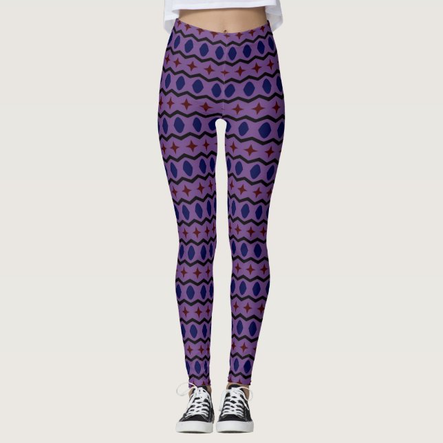 Lila leggings med horisontella ränder (Framsida)