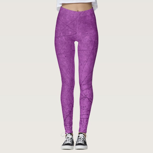 Lila Leggings med Rivmärke-liknande Utseende (Framsida)