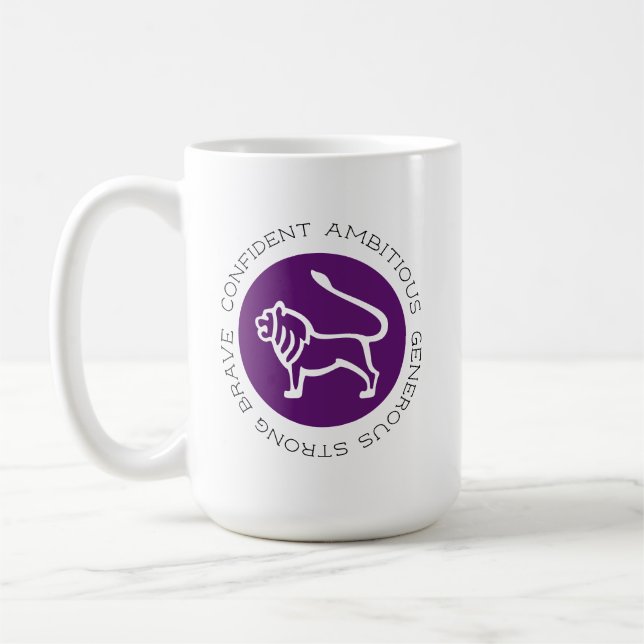 Lila Leo Zodiac Stjärntecken Personality Traits Kaffemugg (Vänster)