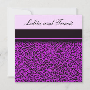 Lila Leopard bröllopsinbjudan Inbjudningar