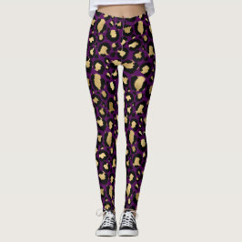 Lila leopard/cheetah-bensin leggings