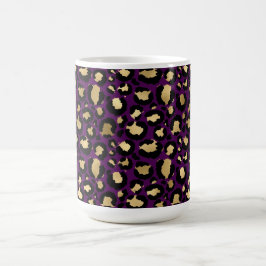Lila leopard/cheetah-kaffe mugg