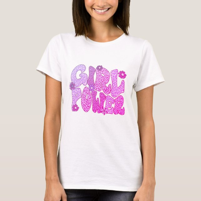 Lila Leopard Girl Power T Shirt (Framsida)