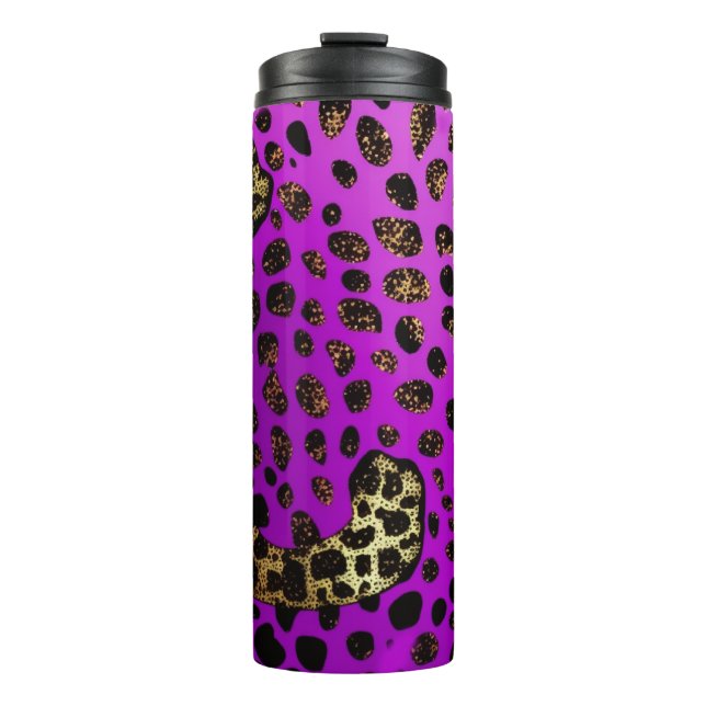 Lila Leopard Glitter Thermal Tumbler 12oz (Framsida)