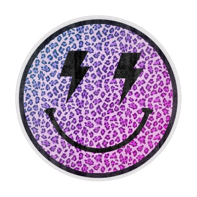 Lila Leopard Lightning Bolt Ögon Smile (Framsidan)