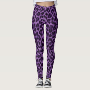 Lila Leopard Mönster Animal Print Leggings