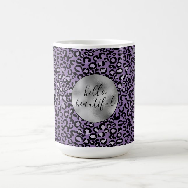 Lila Leopard Print Kaffemugg (Center)