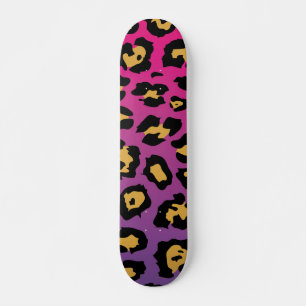 Lila Leopard Print Mini Skateboard Bräda 18,5 Cm