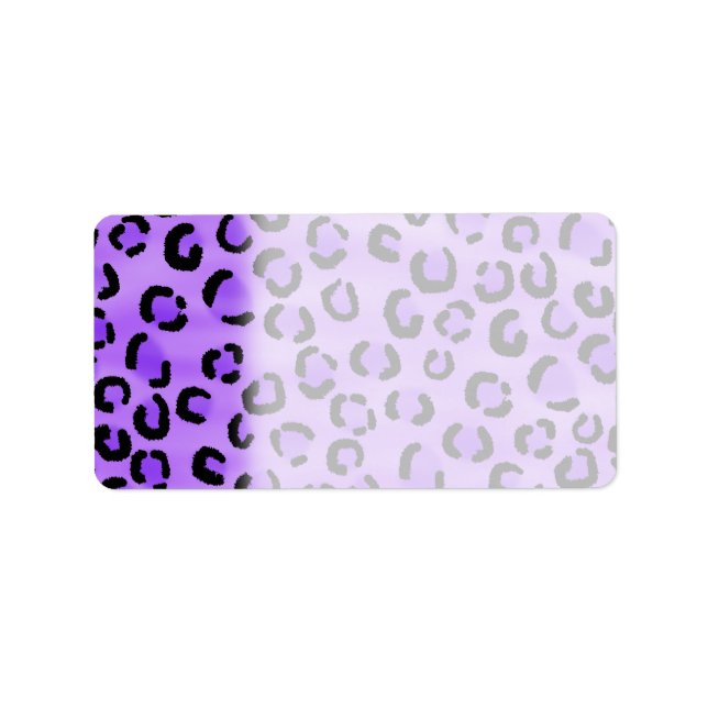Lila Leopard Print Mönster. Adressetikett (Framsidan)