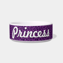 Lila Leopard Print Pet Bowl - Anpassad