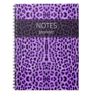 Lila Leopard Skin Skriv ut Mönster eget namn Anteckningsbok