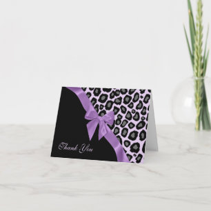 Lila Leopard Spots och Ribbon Tack Kort