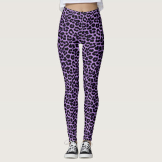 Lila Leopard Spots Skriv ut Mönster Leggings