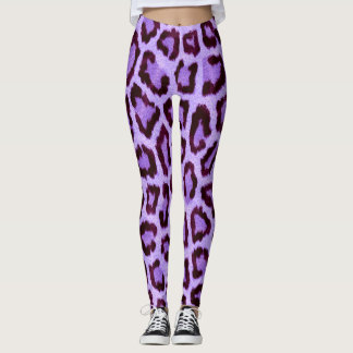 Lila leopardlegeringar leggings