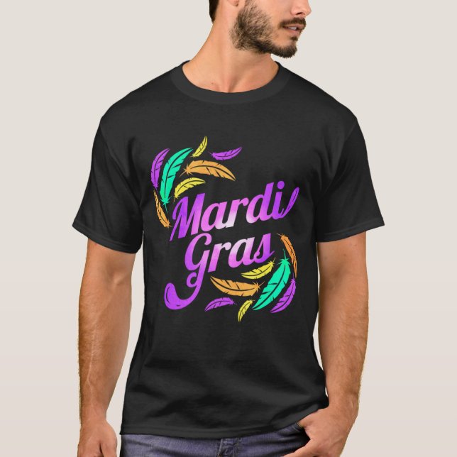Lila Lettering efter Mardi Gras T Shirt (Framsida)