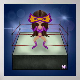 Lila Lighbrunette luchadora wrestler Poster