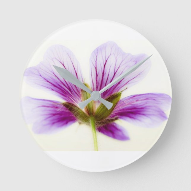 Lila Light Flower Clock Rund Klocka (Framsida)