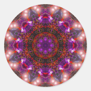 Lila Light Mandala Sticker Runt Klistermärke