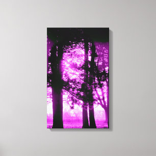 Lila Light med Silhouette Träd Canvas