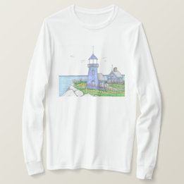 Lila Lighthouse; Långärmad Tshirt för kvinnor T Shirt