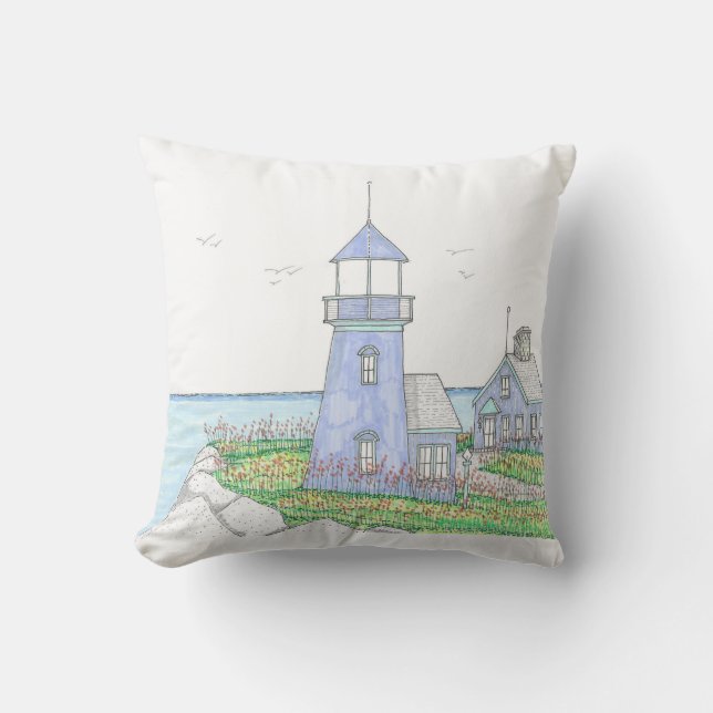 Lila Lighthouse Pillow, Lavender Kudde (Framsida)