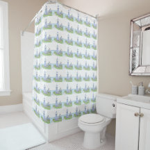 Lila Lighthouse Shower Curtain