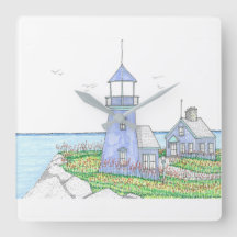 Lila Lighthouse-väggklocka