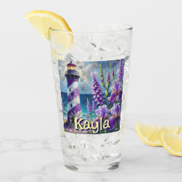 Lila Lighthouse w/Foxglove & Iris Personlig Glaskopp